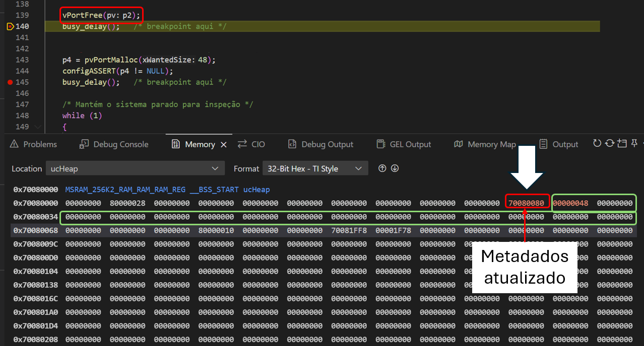 Exemplo didático de fragmentação interna e externa em um heap